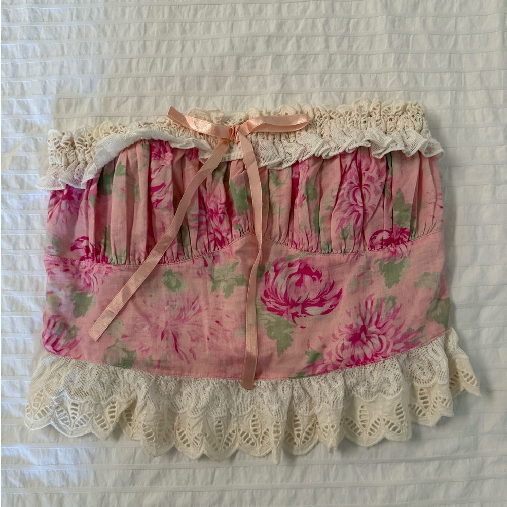 Free People Pink Floral Lace Crop Top